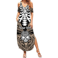 Personalised Polynesia Skull Summer Maxi Dress With Boars Tusk Gold Arty Vibe LT9 Women Gold - Polynesian Pride