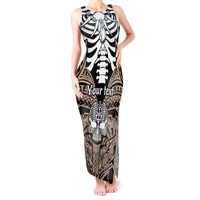 Personalised Polynesia Skull Tank Maxi Dress With Boars Tusk Gold Arty Vibe LT9 Women Gold - Polynesian Pride
