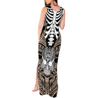 Personalised Polynesia Skull Tank Maxi Dress With Boars Tusk Gold Arty Vibe LT9 - Polynesian Pride