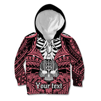 Personalised Polynesia Skull Kid Hoodie With Boars Tusk Pink Arty Vibe LT9 Hoodie Pink - Polynesian Pride