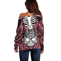 personalised-polynesia-skull-off-shoulder-sweater-with-boars-tusk-pink-arty-vibe