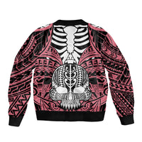 Personalised Polynesia Skull Sleeve Zip Bomber Jacket With Boars Tusk Pink Arty Vibe LT9 - Polynesian Pride