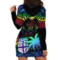 Fiji LGBT Hoodie Dress Love Is Love Tapa Pattern Rainbow Water Color LT9 - Polynesian Pride