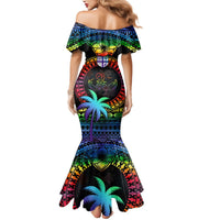 Fiji LGBT Mermaid Dress Love Is Love Tapa Pattern Rainbow Water Color LT9 - Polynesian Pride