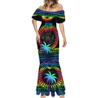 Fiji LGBT Mermaid Dress Love Is Love Tapa Pattern Rainbow Water Color LT9 - Polynesian Pride