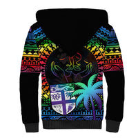 Fiji LGBT Sherpa Hoodie Love Is Love Tapa Pattern Rainbow Water Color LT9 - Polynesian Pride