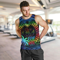 Personalised Fiji LGBT Men Tank Top Love Is Love Tapa Pattern Rainbow Water Color LT9 - Polynesian Pride
