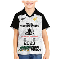 New Zealand South Africa Rugby Family Matching Mermaid Dress and Hawaiian Shirt History Commemorative World Cup Winners Unique LT9 Son's Shirt White - Polynesian Pride