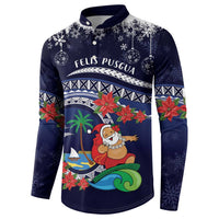 Felis Pusgua Guam Santa Button Sweatshirt Merry Christmas with Polynesian Tribal LT9 - Polynesian Pride