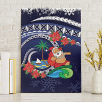 Felis Pusgua Guam Santa Canvas Wall Art Merry Christmas with Polynesian Tribal LT9 Without Frame Blue - Polynesian Pride