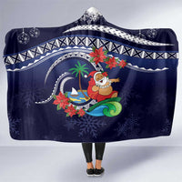 Felis Pusgua Guam Santa Hooded Blanket Merry Christmas with Polynesian Tribal LT9 One Size Blue - Polynesian Pride