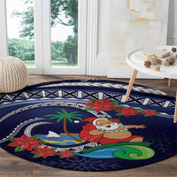 Felis Pusgua Guam Santa Round Carpet Merry Christmas with Polynesian Tribal
