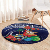 Felis Pusgua Guam Santa Round Carpet Merry Christmas with Polynesian Tribal