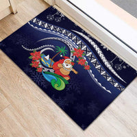 Felis Pusgua Guam Santa Rubber Doormat Merry Christmas with Polynesian Tribal LT9 - Polynesian Pride