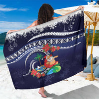 Felis Pusgua Guam Santa Sarong Merry Christmas with Polynesian Tribal LT9 One Size 44 x 66 inches Blue - Polynesian Pride