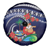 Felis Pusgua Guam Santa Spare Tire Cover Merry Christmas with Polynesian Tribal LT9 - Polynesian Pride