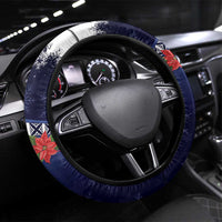 Felis Pusgua Guam Santa Steering Wheel Cover Merry Christmas with Polynesian Tribal LT9 Universal Fit Blue - Polynesian Pride