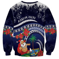 Felis Pusgua Guam Santa Sweatshirt Merry Christmas with Polynesian Tribal LT9 - Polynesian Pride