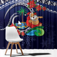 Felis Pusgua Guam Santa Window Curtain Merry Christmas with Polynesian Tribal LT9 - Polynesian Pride