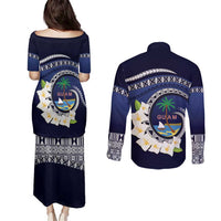Hafai Adai Guam Guasalis Couples Matching Puletasi and Long Sleeve Button Shirt Polynesian Tribal Pattern LT9 - Polynesian Pride