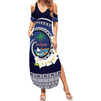Hafai Adai Guam Guasalis Summer Maxi Dress Polynesian Tribal Pattern LT9 Women Blue - Polynesian Pride