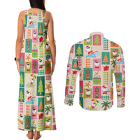 Mele Kalikimaka Hawaii Christmas Couples Matching Tank Maxi Dress and Long Sleeve Button Shirt Funny Santan Hippie Style LT9 - Polynesian Pride