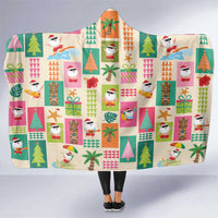 Mele Kalikimaka Hawaii Christmas Hooded Blanket Funny Santan Hippie Style LT9 One Size Beige - Polynesian Pride