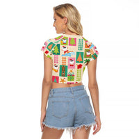Mele Kalikimaka Hawaii Christmas Raglan Cropped T Shirt Funny Santan Hippie Style LT9 - Polynesian Pride