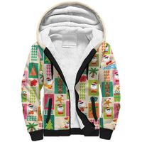 Mele Kalikimaka Hawaii Christmas Sherpa Hoodie Funny Santan Hippie Style LT9 Unisex Beige - Polynesian Pride