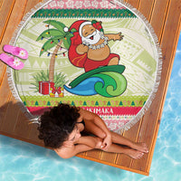 Mele Kalikimaka Hawaii Christmas Beach Blanket Surfing Santa with Polynesian Tribal LT9 - Polynesian Pride