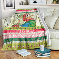 Mele Kalikimaka Hawaii Christmas Blanket Surfing Santa with Polynesian Tribal LT9 Green - Polynesian Pride