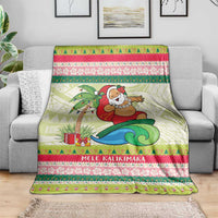 Mele Kalikimaka Hawaii Christmas Blanket Surfing Santa with Polynesian Tribal LT9 - Polynesian Pride