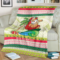 Mele Kalikimaka Hawaii Christmas Blanket Surfing Santa with Polynesian Tribal LT9 - Polynesian Pride