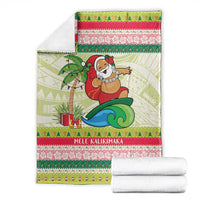 Mele Kalikimaka Hawaii Christmas Blanket Surfing Santa with Polynesian Tribal LT9 - Polynesian Pride