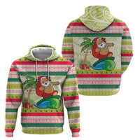 Mele Kalikimaka Hawaii Christmas Hoodie Surfing Santa with Polynesian Tribal
