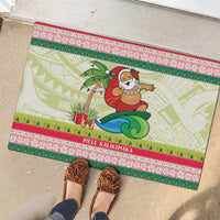 Mele Kalikimaka Hawaii Christmas Rubber Doormat Surfing Santa with Polynesian Tribal LT9 - Polynesian Pride