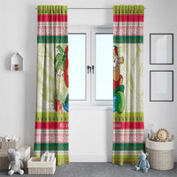 Mele Kalikimaka Hawaii Christmas Window Curtain Surfing Santa with Polynesian Tribal LT9 - Polynesian Pride