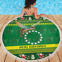 Meri Kiritimiti Cook Islands Christmas Beach Blanket Maroro Flying Fish and White Stars LT9 - Polynesian Pride