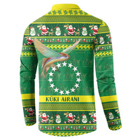 Meri Kiritimiti Cook Islands Christmas Button Sweatshirt Maroro Flying Fish and White Stars LT9 - Polynesian Pride