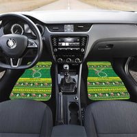Meri Kiritimiti Cook Islands Christmas Car Mats Maroro Flying Fish and White Stars LT9 Set 2pcs - Front Green - Polynesian Pride