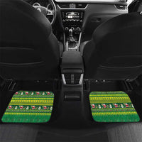 Meri Kiritimiti Cook Islands Christmas Car Mats Maroro Flying Fish and White Stars LT9 Set 2pcs - Back Green - Polynesian Pride