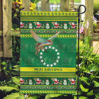 Meri Kiritimiti Cook Islands Christmas Garden Flag Maroro Flying Fish and White Stars LT9 Garden Flag Green - Polynesian Pride