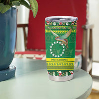 Meri Kiritimiti Cook Islands Christmas Tumbler Cup Maroro Flying Fish and White Stars LT9 - Polynesian Pride