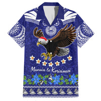 American Samoa Christmas Family Matching Puletasi Dress and Hawaiian Shirt Manuia le Kerisimasi Polynesian Tribal LT9 Dad's Shirt - Short Sleeve Blue - Polynesian Pride