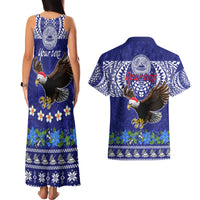 Personalised American Samoa Christmas Couples Matching Tank Maxi Dress and Hawaiian Shirt Manuia le Kerisimasi Polynesian Tribal LT9 - Polynesian Pride
