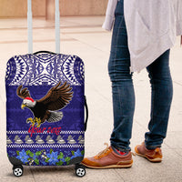 Personalised American Samoa Christmas Luggage Cover Manuia le Kerisimasi Polynesian Tribal LT9 Blue - Polynesian Pride