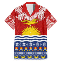 Kiribati Christmas Family Matching Mermaid Dress and Hawaiian Shirt Tekeraoi n Te Tiritimati Polynesian Tribal LT9 Dad's Shirt - Short Sleeve Red - Polynesian Pride