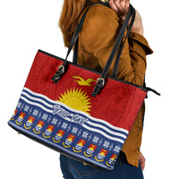 Personalised Kiribati Christmas Leather Tote Bag Tekeraoi n Te Tiritimati Polynesian Tribal LT9 - Polynesian Pride