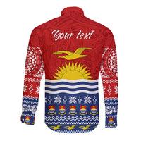 Personalised Kiribati Christmas Long Sleeve Button Shirt Tekeraoi n Te Tiritimati Polynesian Tribal LT9 - Polynesian Pride
