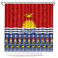 Personalised Kiribati Christmas Shower Curtain Tekeraoi n Te Tiritimati Polynesian Tribal LT9 Red - Polynesian Pride